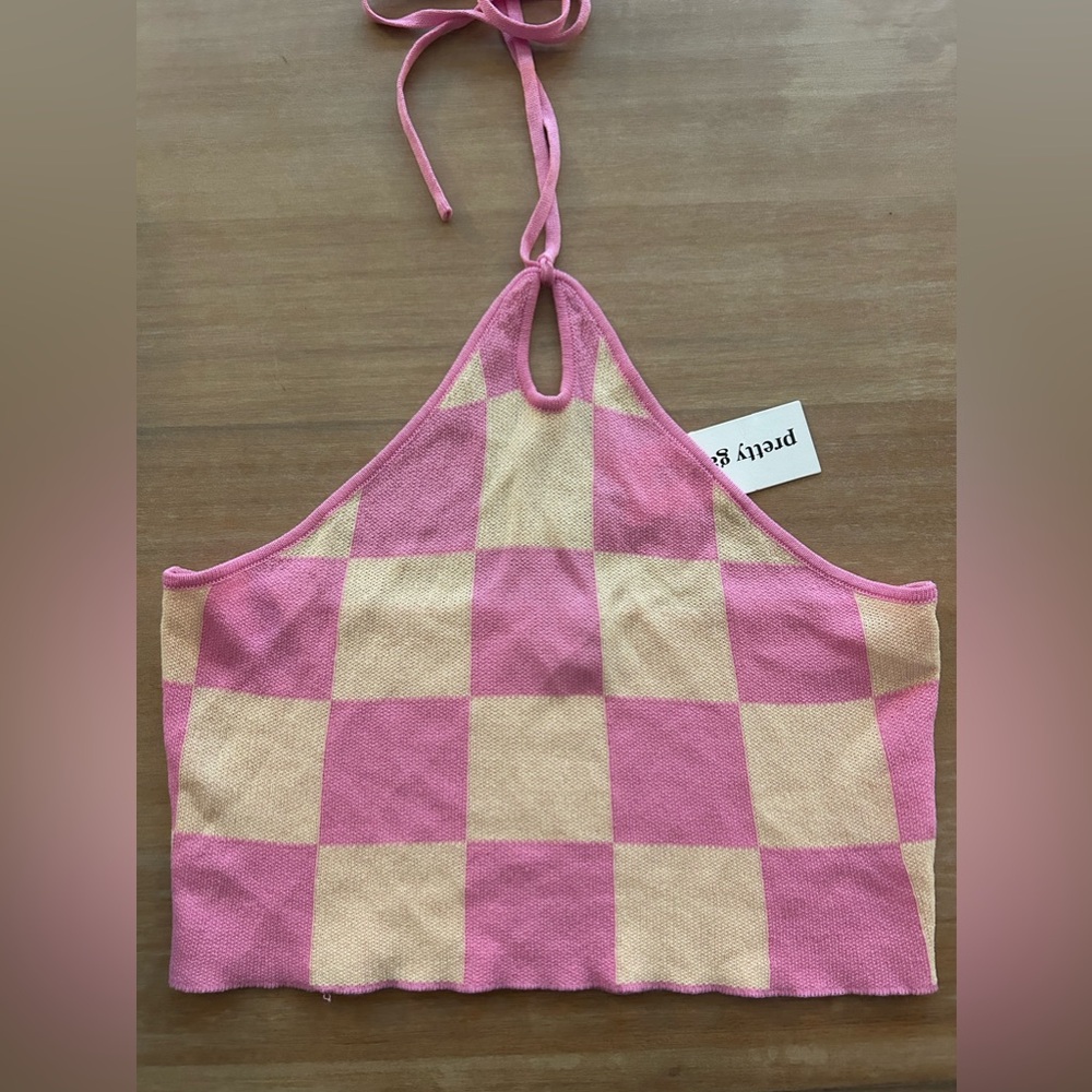 Pink & White Halter Top